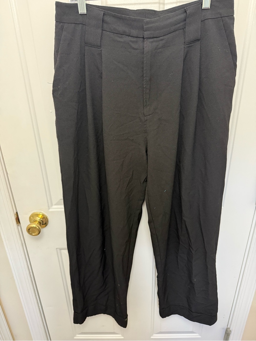 Ganni Black Crepe Wide Leg Pants Size 40 Office Career Casual Quiet Luxury